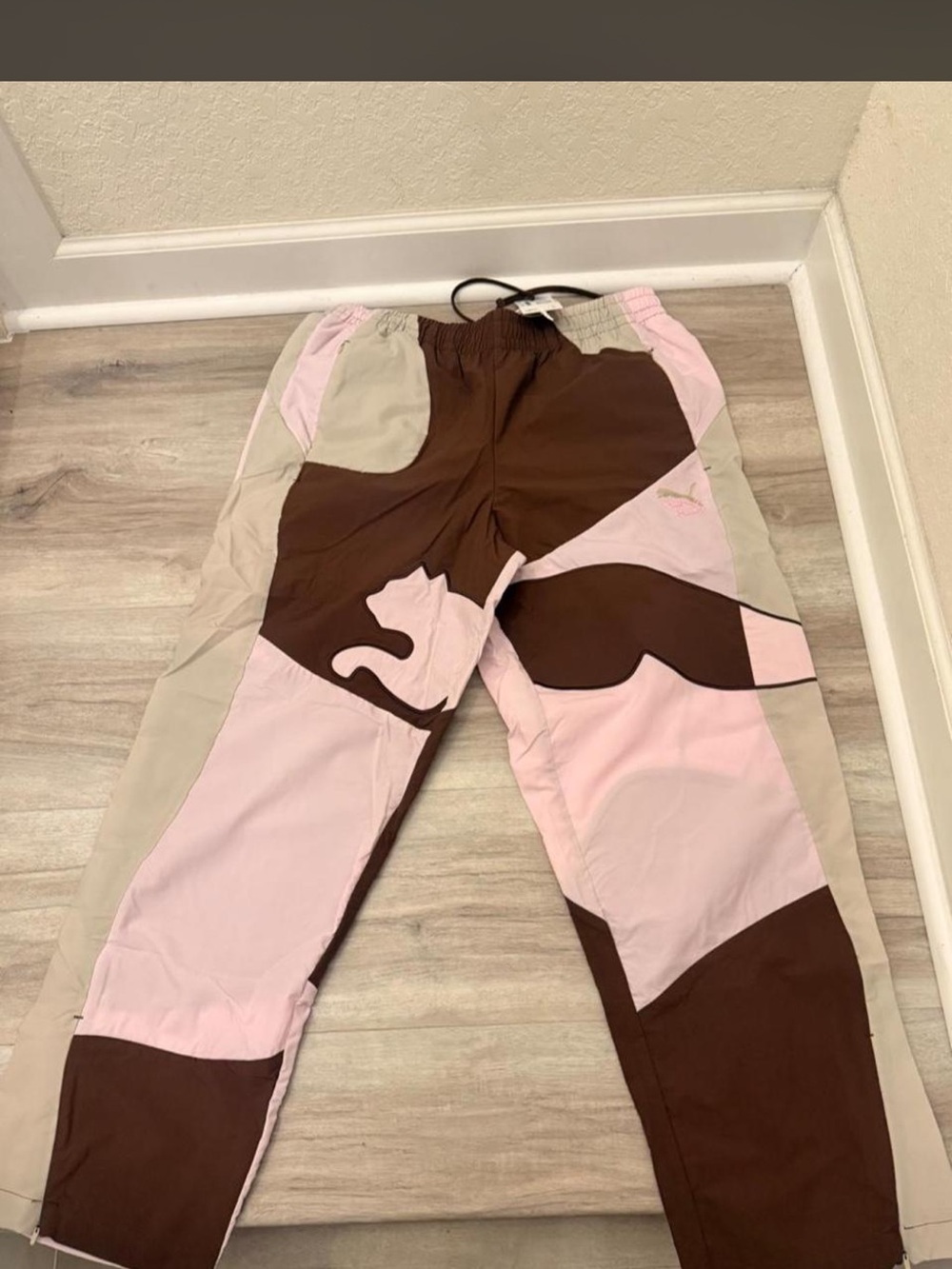Puma Colorblock Sweatpants in Pink, Brown & Tan